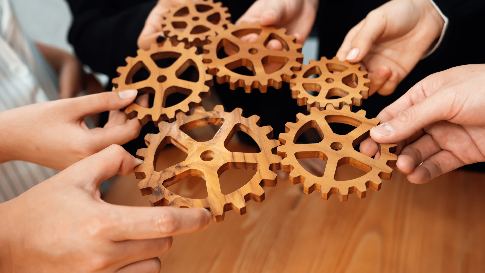Hands holding cog